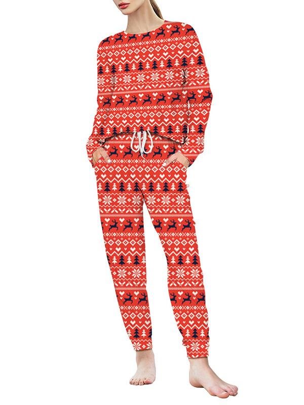 Women Tie Dye Long Sleeve Loungewear Christmas Tracksuit-elleschic