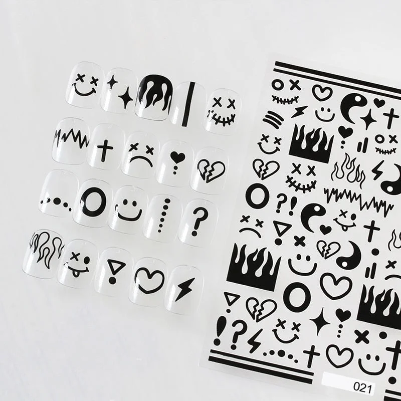 Various Patterns Smiles High Quality 3D Engraved Nail Stickers Nail Art Decorations Nail Decals Design