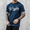Men's Letter Printed Cuff Contrast T-shirt by Inlyline