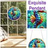 (25cm)DIY Acrylic Jigsaw Puzzle Window Hanging with Hanging Chain DIY Stained Glass Decoration Round Window Puzzle Decor for DIY Craft Project (Stained Glass Seahorse)