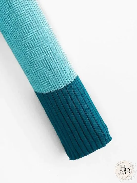 Crew Neck Embroidered Ribbed Knitwear for Women