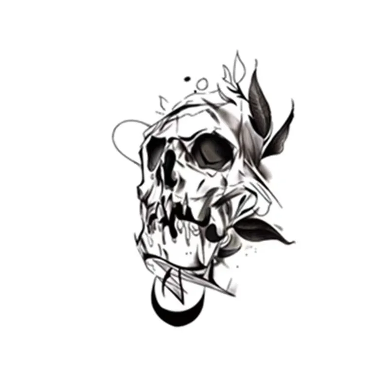 Terror Skull Neck Fake Tattoos For Men Fashion Cool Body Temporary Tatto Waterproof Arm Art Flash Decals Tatoo