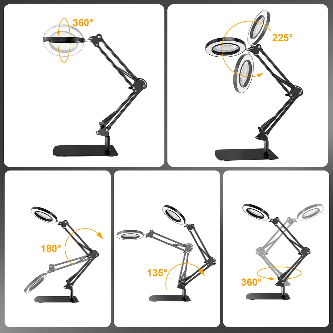 BEBANG Magnifying Glass with Light, 3 Color Modes, 4.2″ Real Glass Lens LED Desk Lamp, Magnifier Light and Stand for Crafts Welding Close Work
