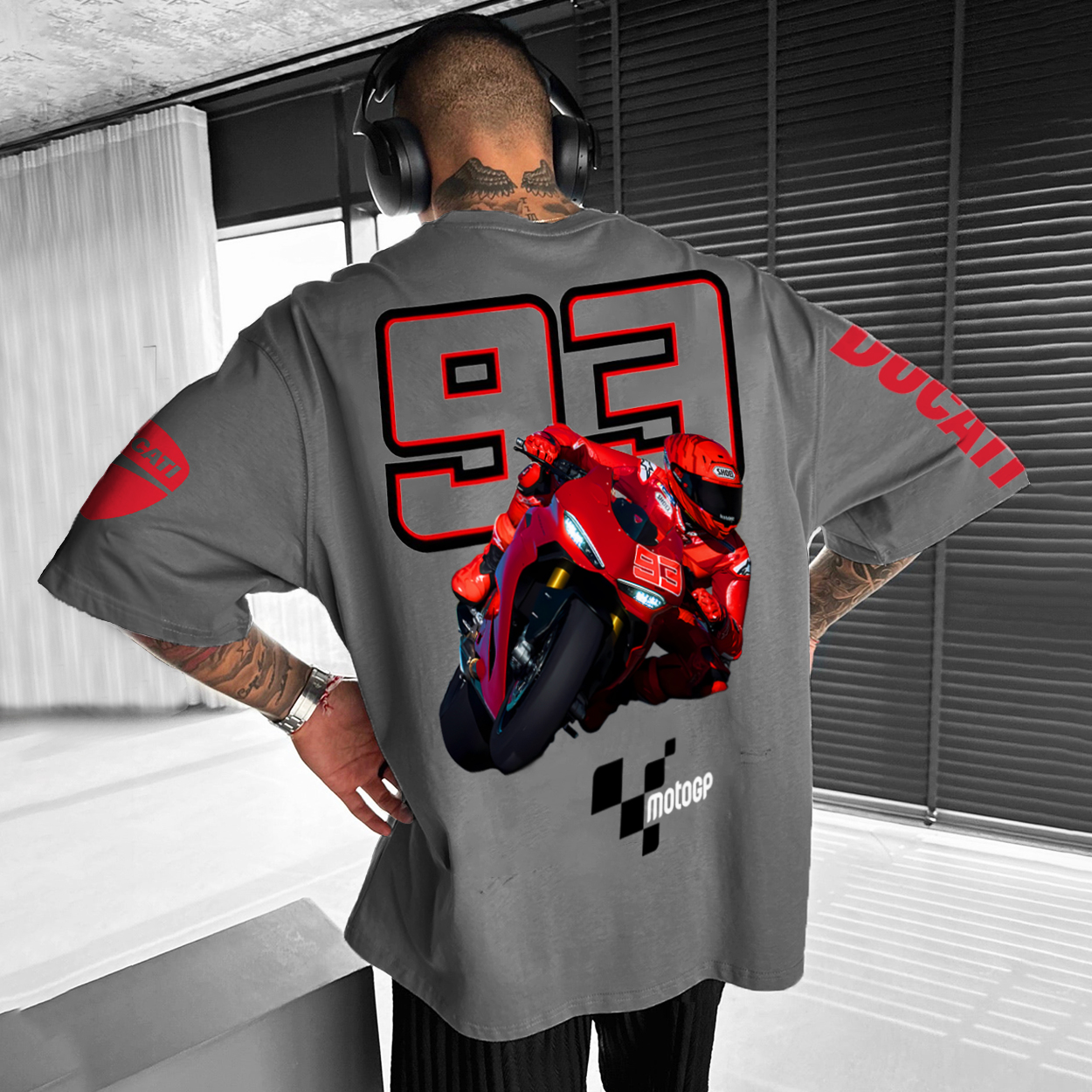 Unisex Motorcycle Racing NO.93 Rider Print Oversized T-shirt / TECHWEAR CLUB / Techwear