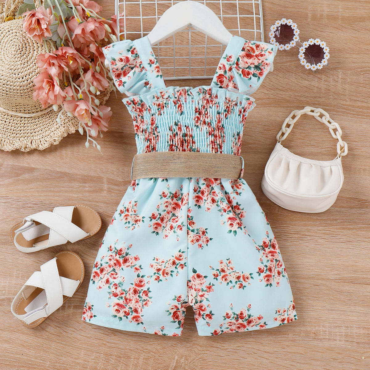 Baby Graphic Flutter-sleeve Ginger Long-sleeve Romper