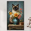 Siamese Cat Flowers-11CT Stamped Cross Stitch 40*70cm(Big Size) tapestrymarket