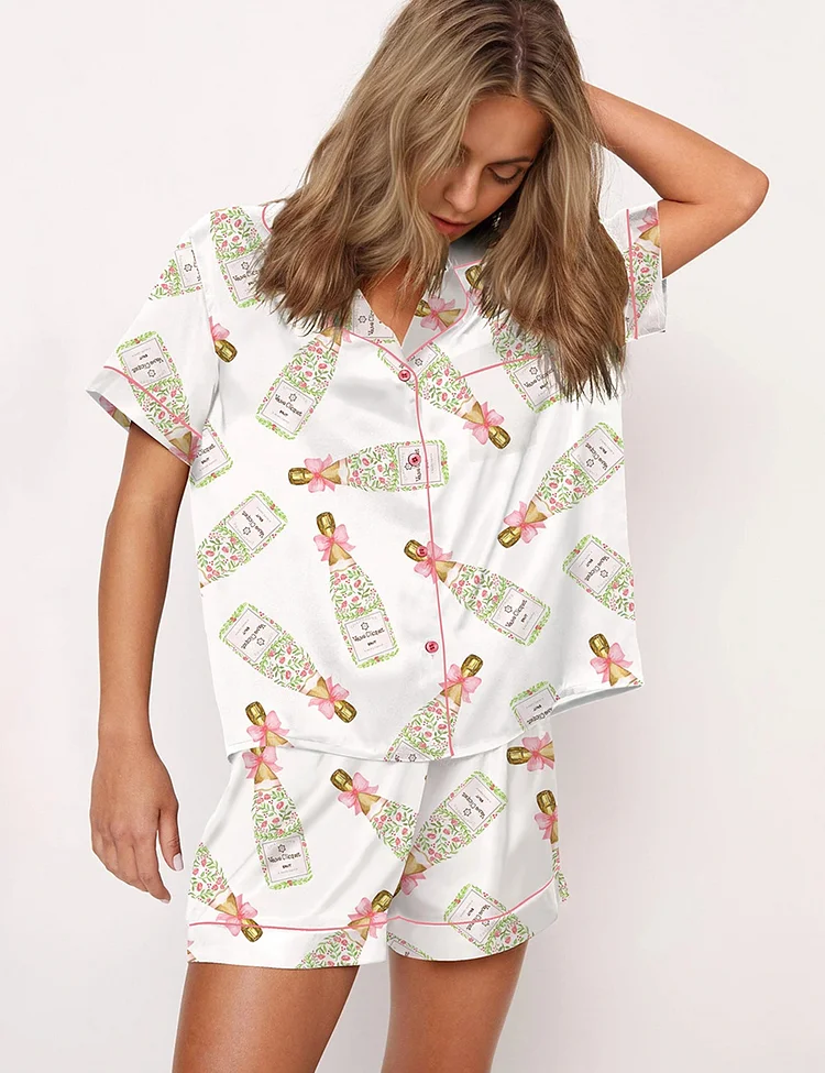 Girly Champagne Bow Pajama Set