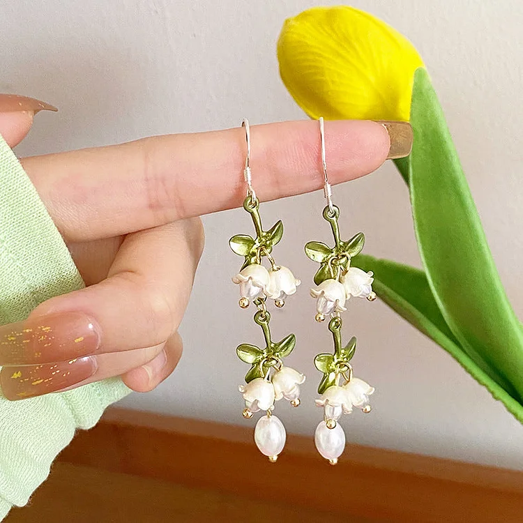 Vintage Pearl Lily Of The Valley Earrings