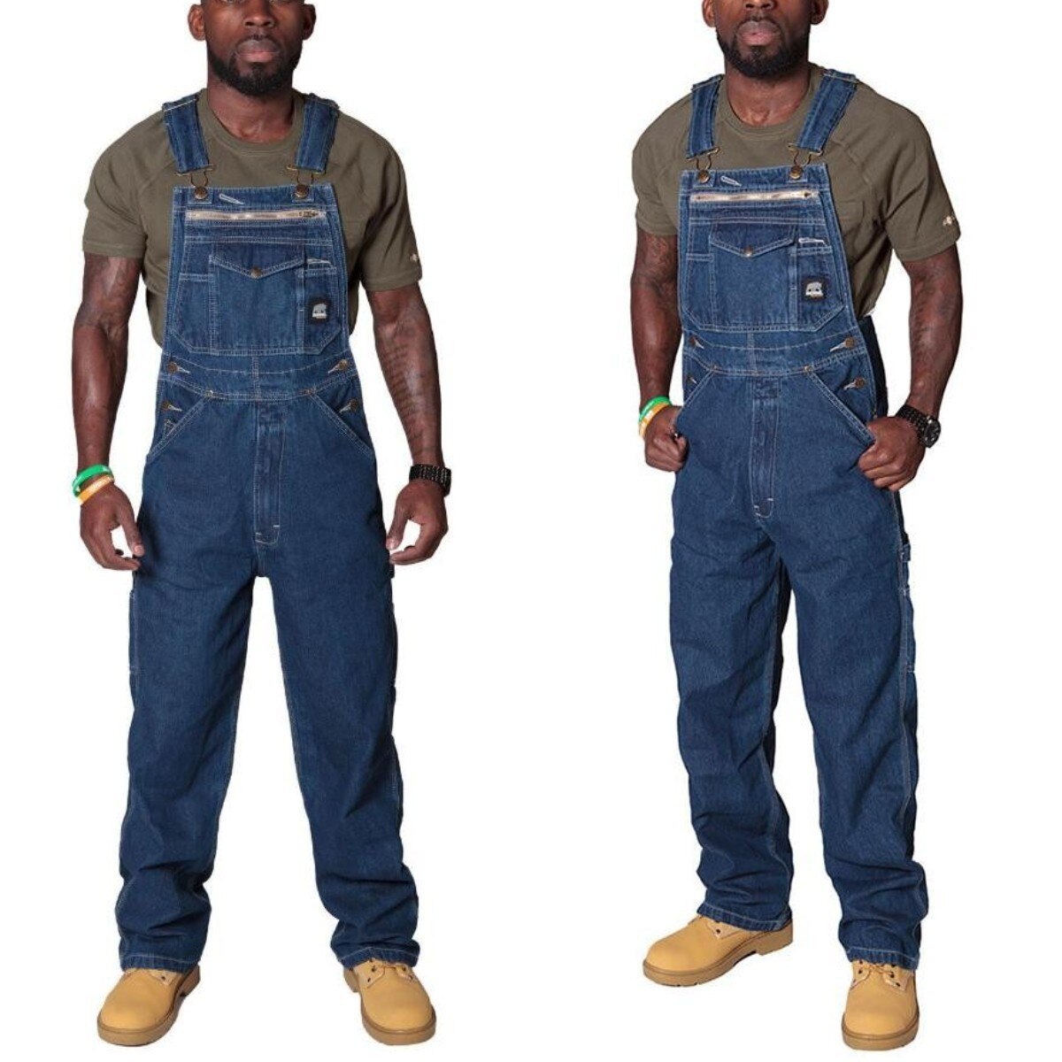 Mayfirstrecords Streetwear Fashion Men's Denim Jumpsuits Pants Loose Suspender Distressed Denim Overalls For Man