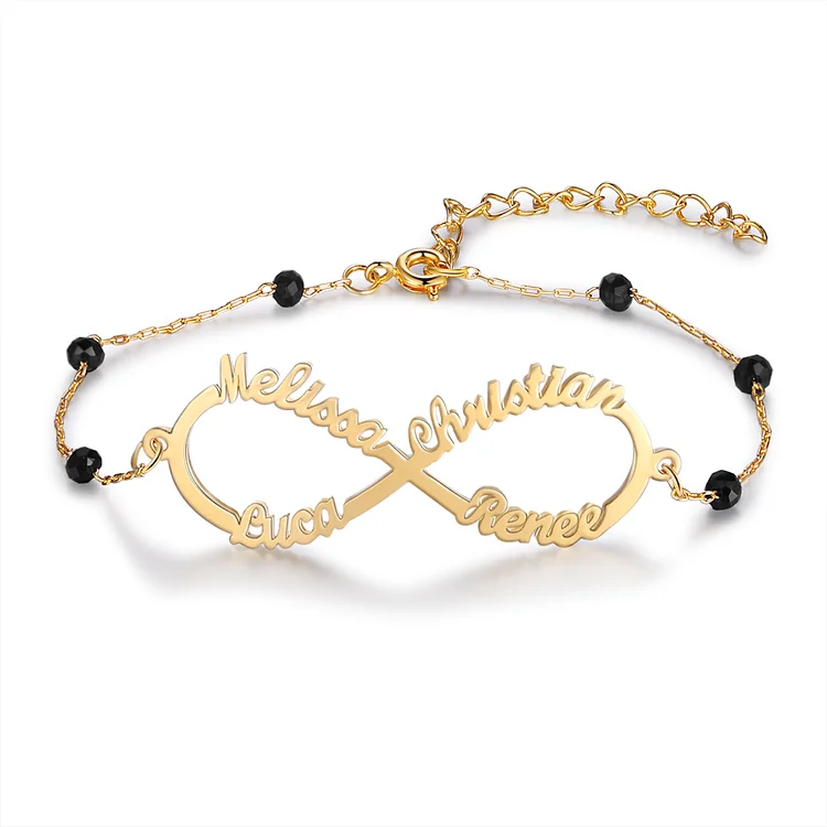 Personalized Infinity Bracelet Custom 4 Names Bracelet Gift For Women