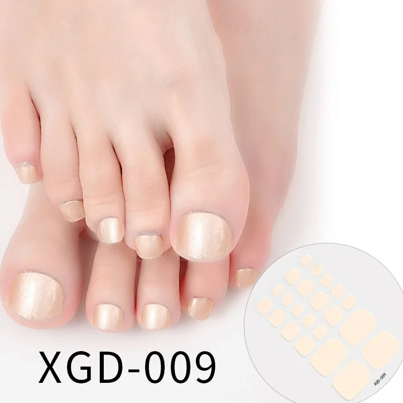 22tips Color Toe Nail Stickers/Strips Nail Art Fake Nails Stickers for Nails Toe Self-Adhesive Feet Stickers Drop Shipping
