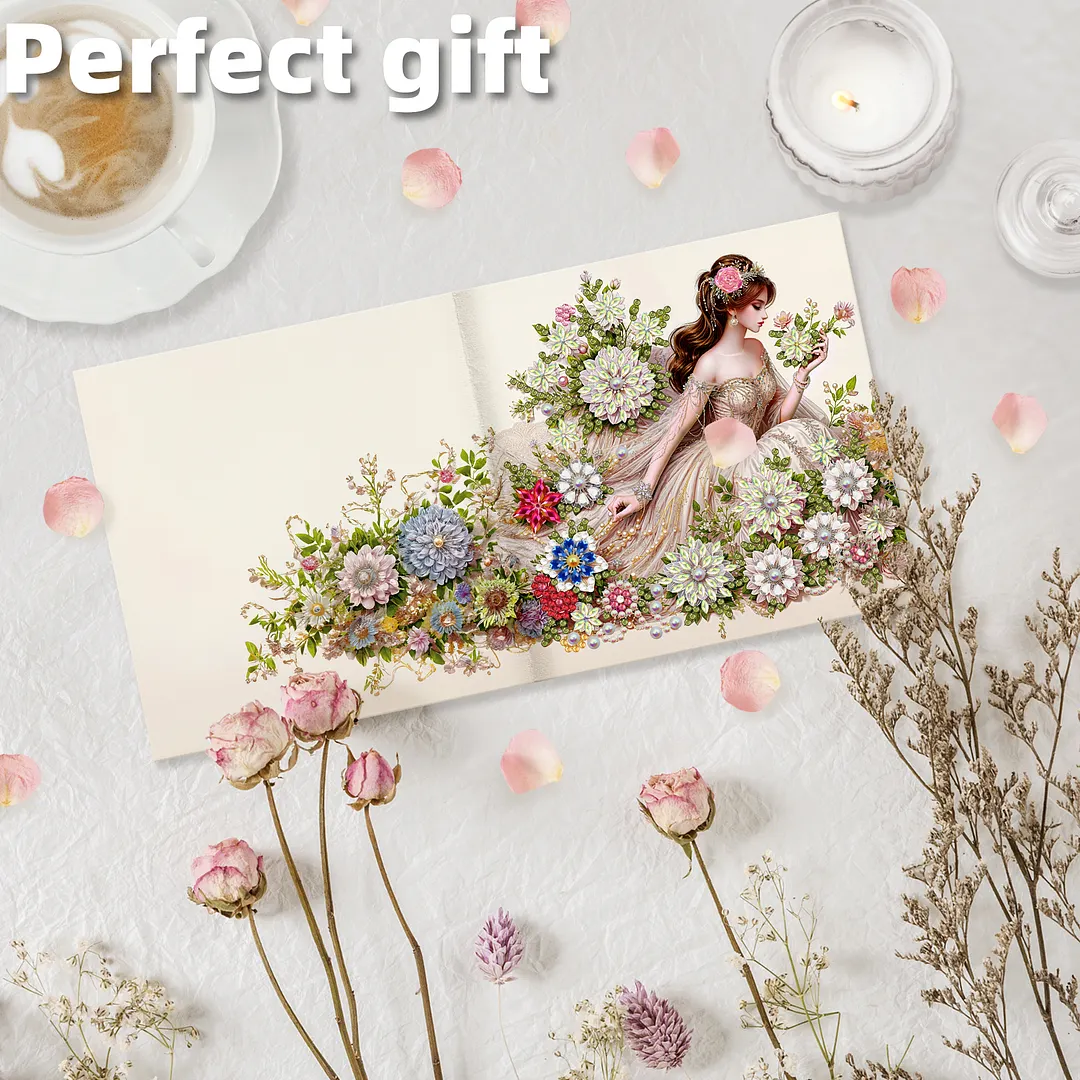 6pcs Dream Girl DIY Diamond Painting Greeting Card Kits with Envelopes Diamond Art Greeting Cards Diamond Art Cards Kits for Adults DIY Crafts Family Friend Gifts