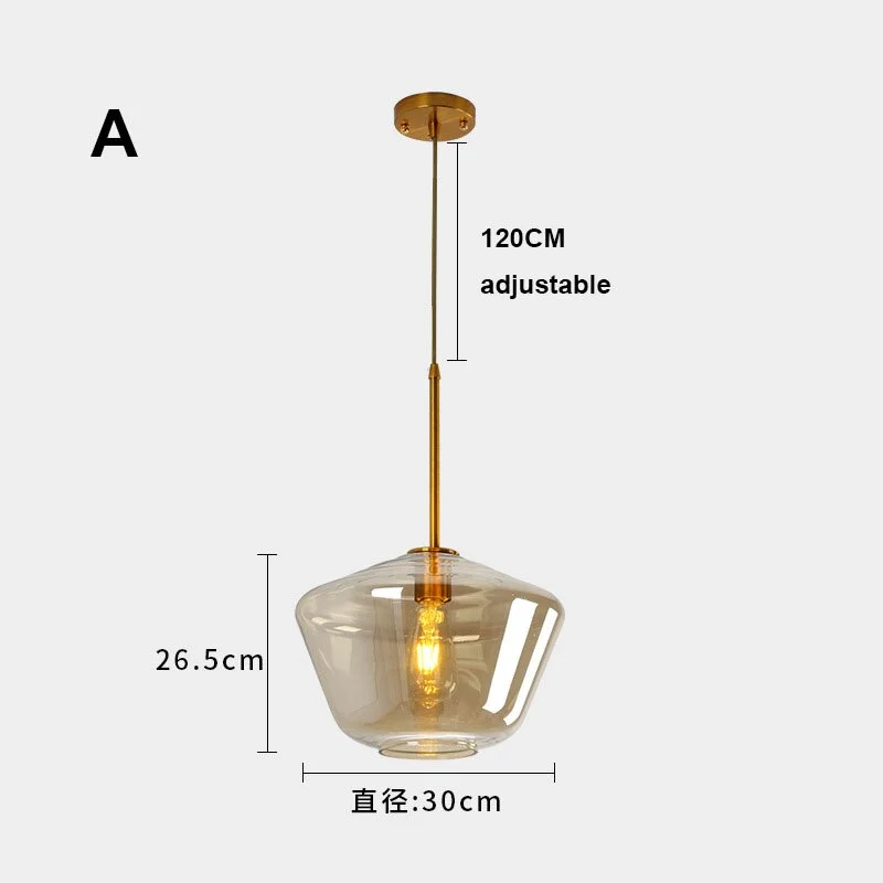 Nordic Cognac Glass Pendant lights Fixtures Loft LED Hanging Lamp for ceiling kitchen Restaurant Living Room decoration lighting