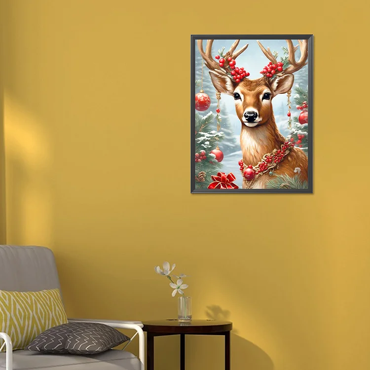 Christmas Deer - Full Round - Diamond Painting(30*40cm)