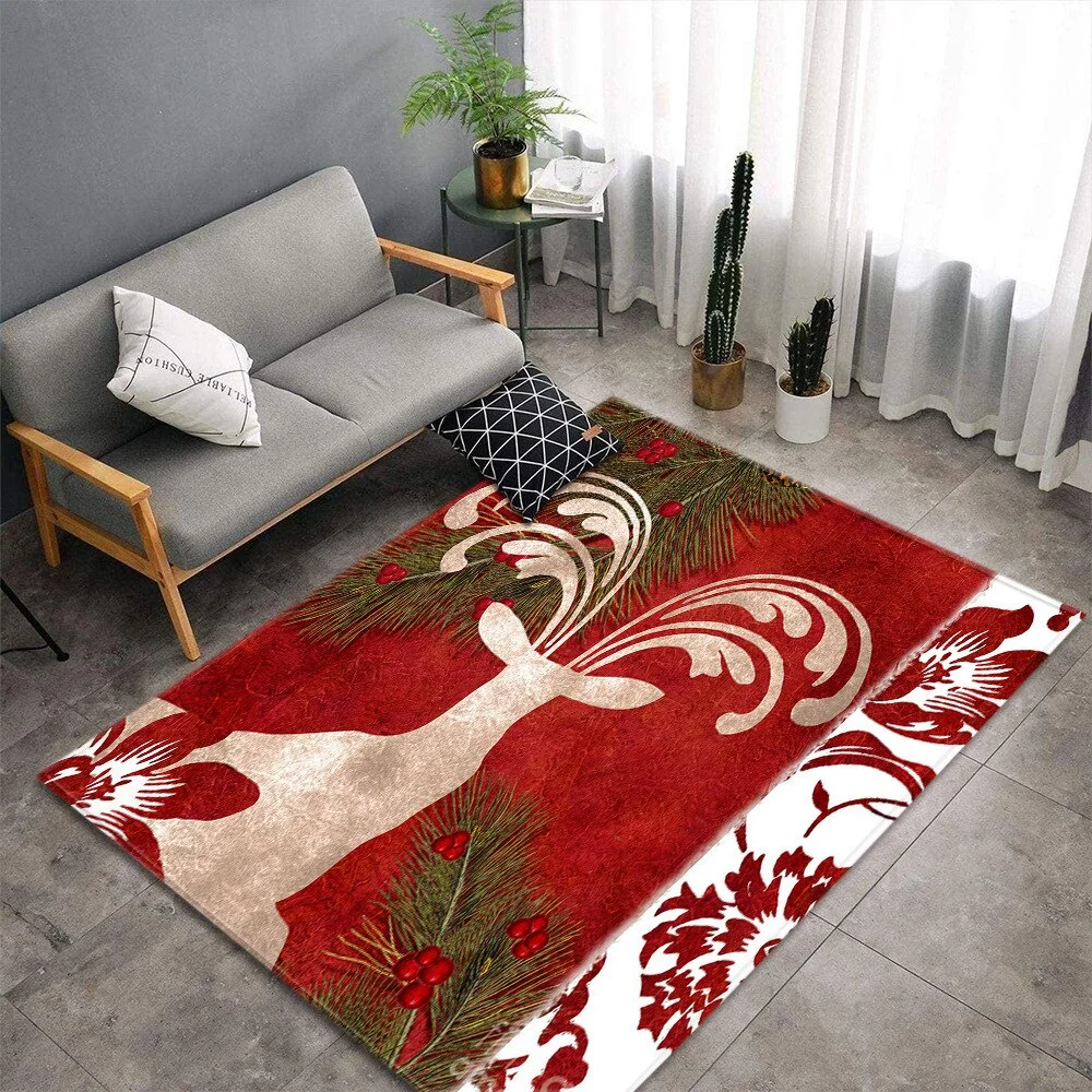 Merry Christmas Carpet For Living Room Bedroom Kids Large Size Floor Rug Home Hallway Tatami Children's Decoration Sofa Bath Mat