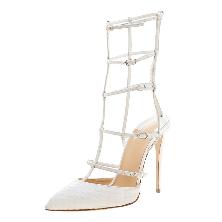 White open toed stiletto heels Size 6 1/2 Like new... - Depop