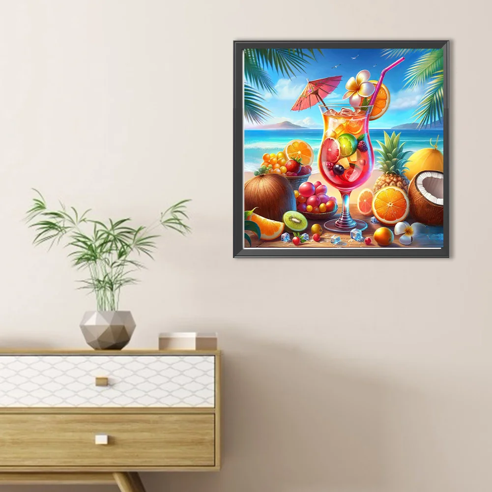 Diamond Painting - Full Round Drill - Summer Beach Fruit Drink(Canvas|30*30cm)