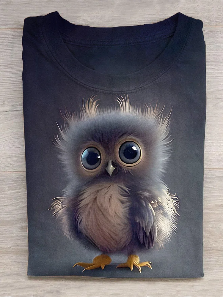 Funny Cute Owl Art Print Design T-Shirt