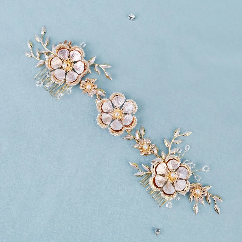 Elegant Bridal Women’s Flower Alloy Diamond Insert Comb
