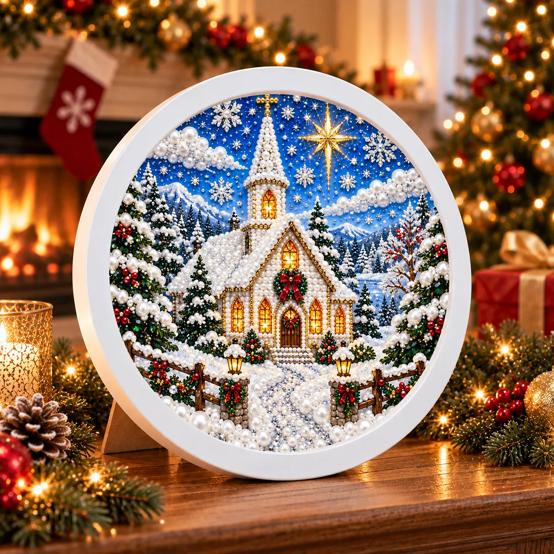 Framed Pearl Painting Craft Kit Church Holiday 7.87x7.87in