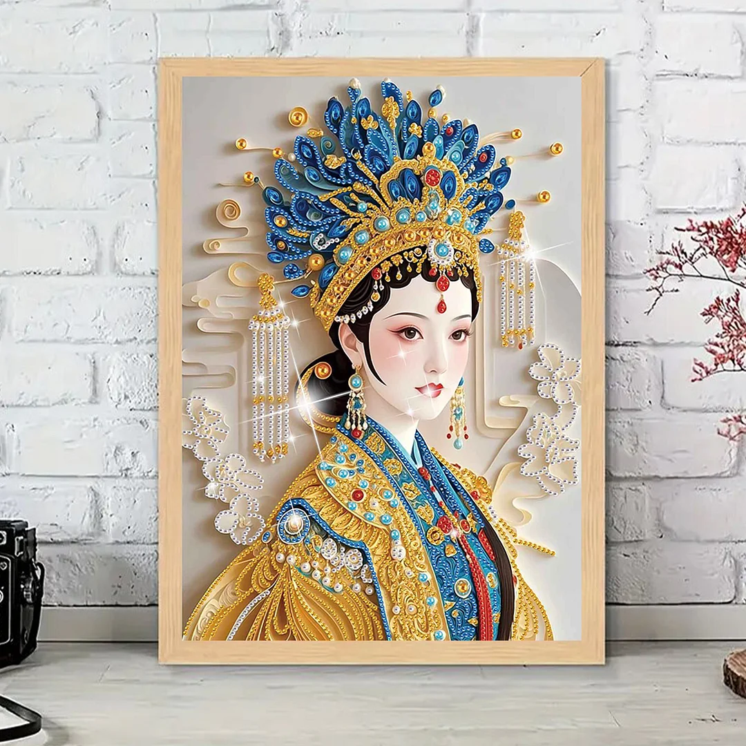 Diamond Painting - Partial Special Shaped Drill - Phoenix Crown Lady(Canvas|30x40cm)