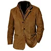 Plus Size Men Vintage Fleece Suede Blazer Double Layer Lapel Fur Leather Collar Medium Length Coats by Inlyline