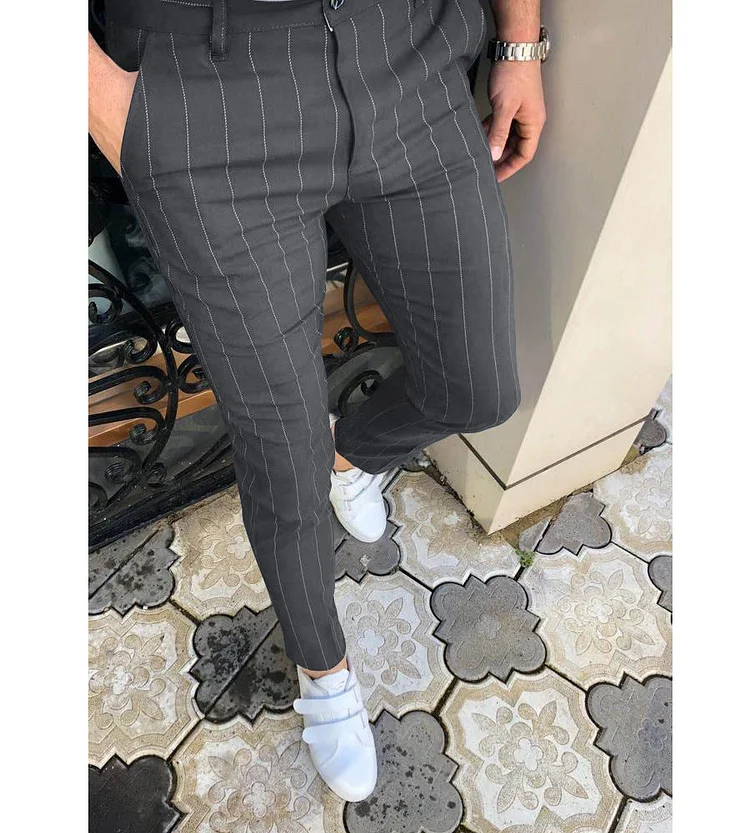 New Men's Business Dotted Striped Casual Pants