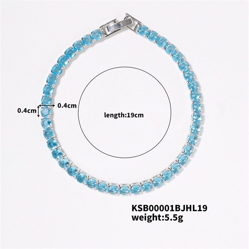 Hip-Hop Solid Color Copper Inlay Zircon K Gold Plated Rhodium Plated Unisex Tennis Bracelet