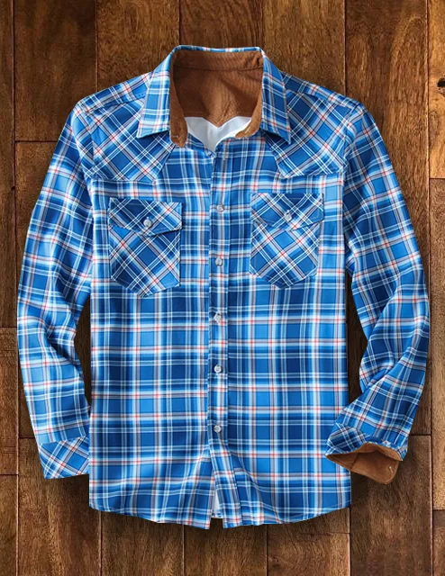 Men's High Quality Plaid Shirt Cardigan Lapel Long Sleeve Plaid Shirt Jacket