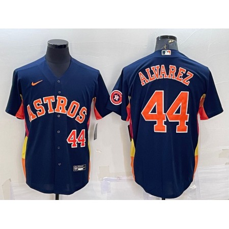 Men's Houston Astros #44 Yordan Alvarez Navy With Patch Cool Base Stitched Jersey BUIL