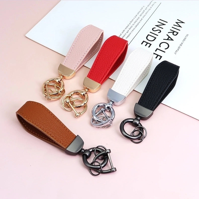 Minimalist Classic Style Solid Color Pu Leather Alloy Unisex Bag Pendant Keychain