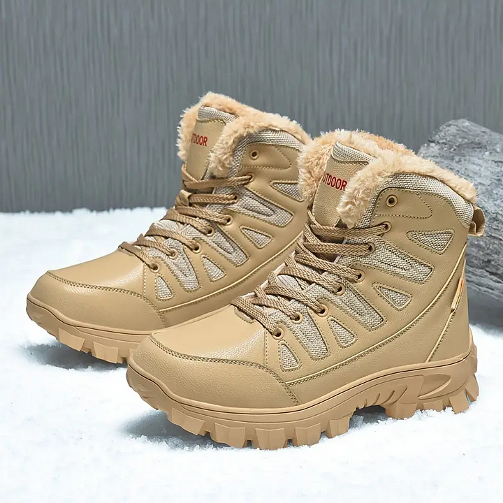 Men Military Combat Boots Waterproof Non-Slip Winter Hiking Boots Work Boots (Thickened Version)