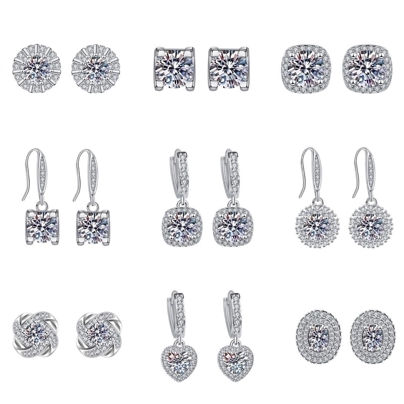 1 Pair Sweet Minimalist Round Heart Shape Bow Knot Plating Inlay Copper Zircon Silver Plated Drop Earrings