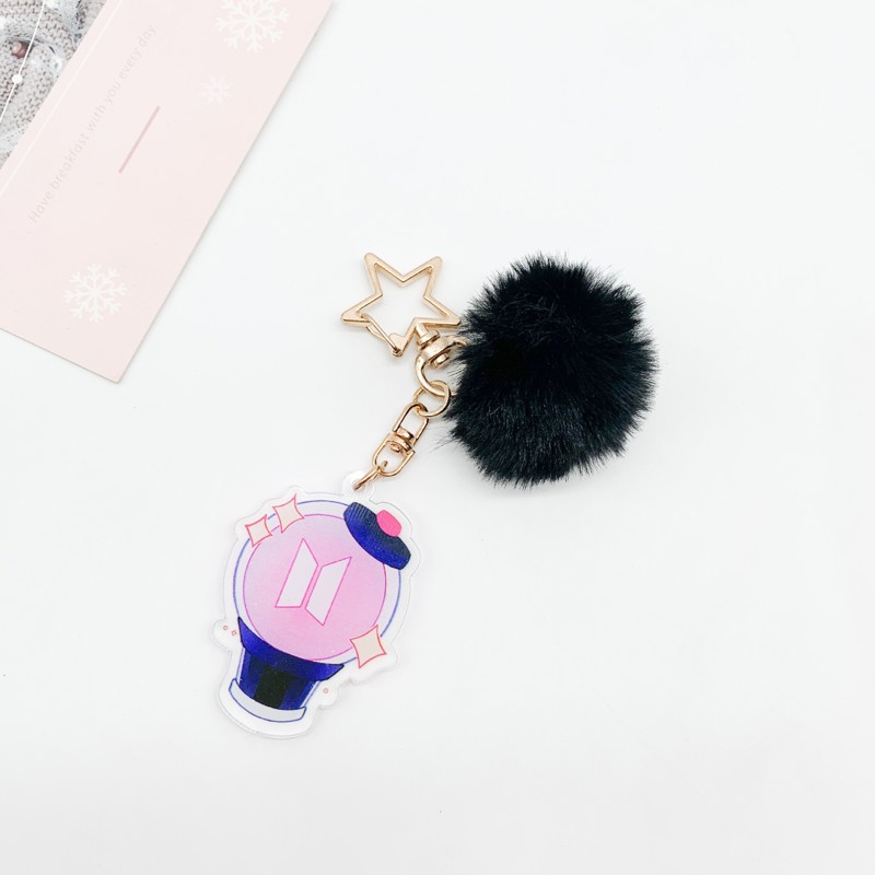K-POP BTS BLACKPINK Stray Kids TWICE SEVENTEEN NCT Aespa Light Stick Plush Ball Keychain officialsvtshop
