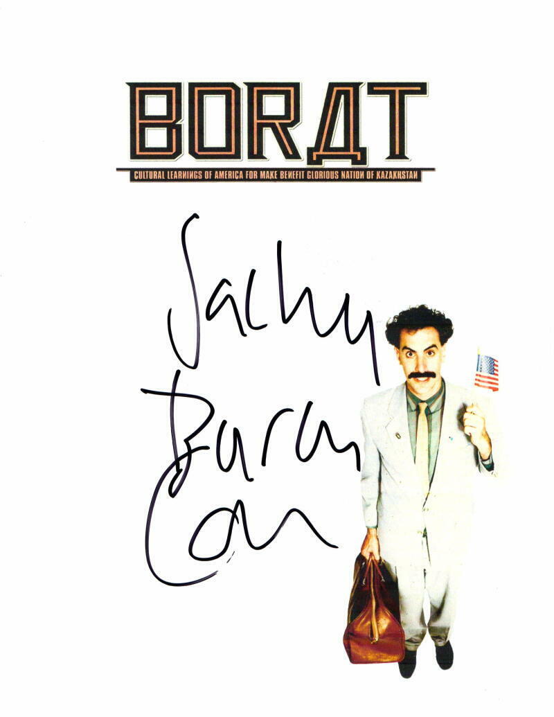 SACHA BARON COHEN SIGNED AUTOGRAPH BORAT MINI POSTER - VERY RARE FULL SIGNATURE