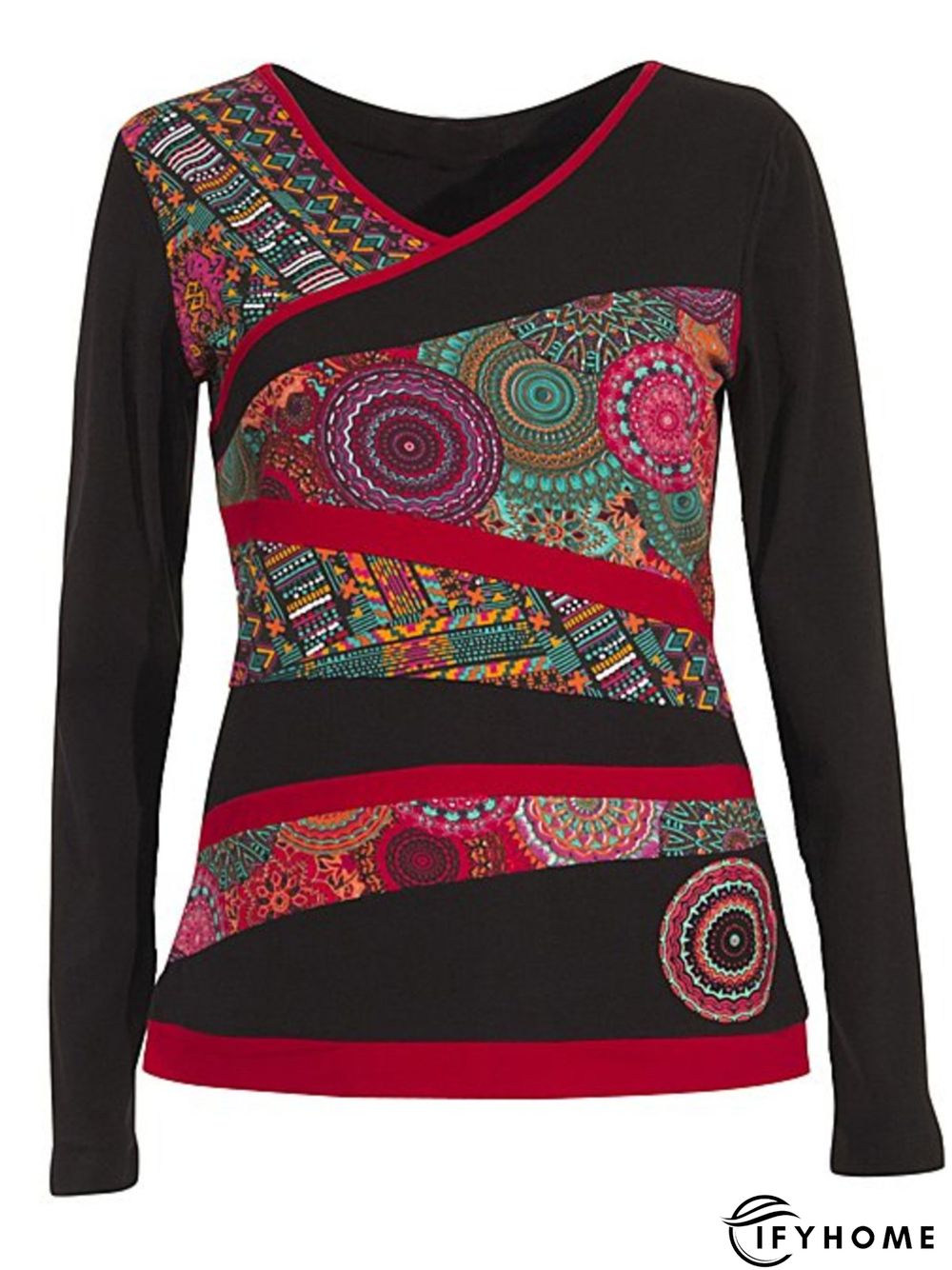 Crew Neck Casual Long Sleeve Printed T-shirt | IFYHOME