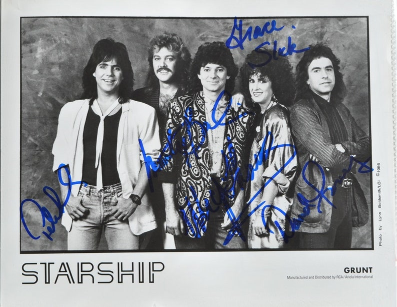 JEFFERSON STARSHIP SIGNED Photo Poster painting X5 Grace Slick, Marty Balin, Micky Thomas, Pete Sears, David Freiberg wcoa