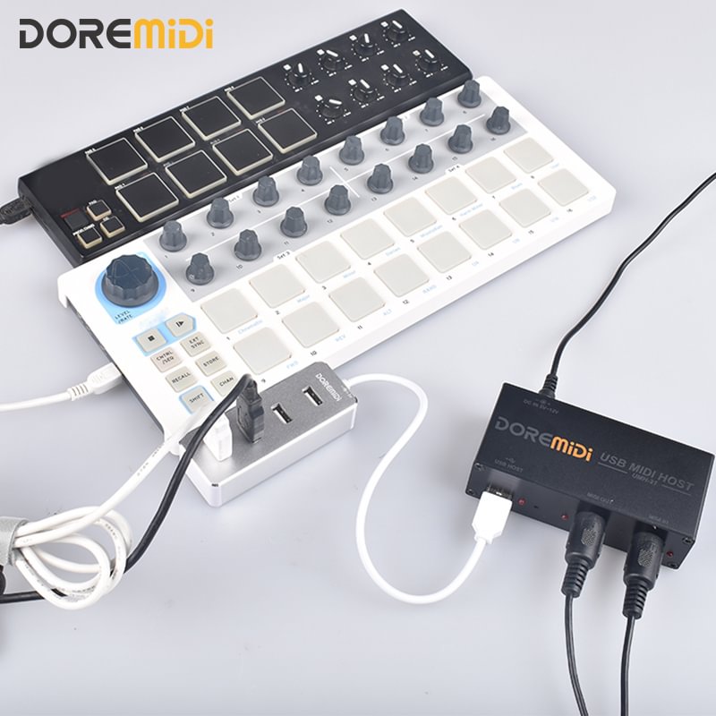 DOREMiDi High-Speed USB MIDI Host Box UMH-21 and USB HUB 2.0 Hi-Speed 4 USB Ports Hub