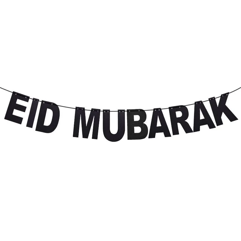 EID Mubarak Banner Glitter Star Moon Letter Paper Bunting Garland Islamic Muslim Party Ramadan Kareem Decorations for Home 2022