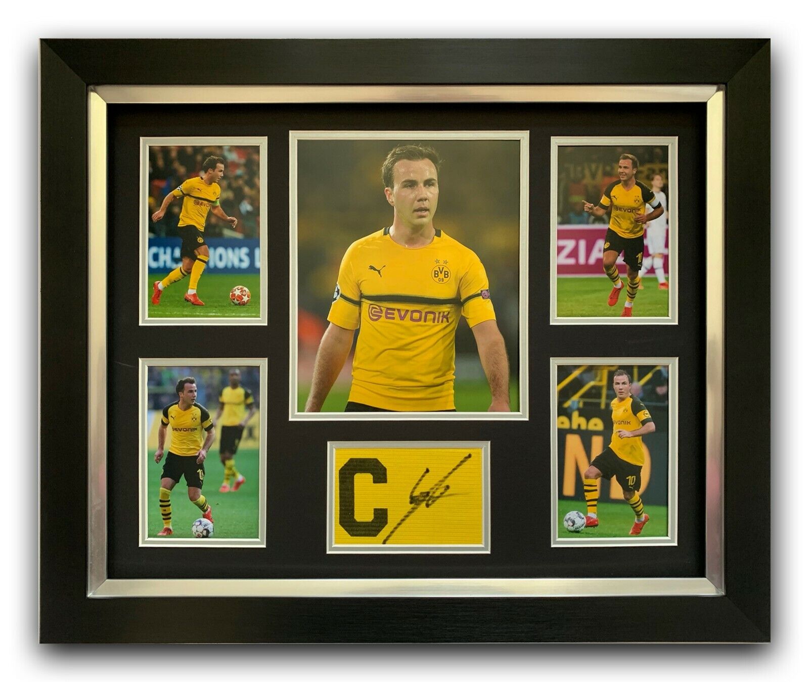 MARIO GOTZE SIGNED CAPTAINS ARMBAND FRAMED Photo Poster painting DISPLAY - BORUSSIA DORTMUND.