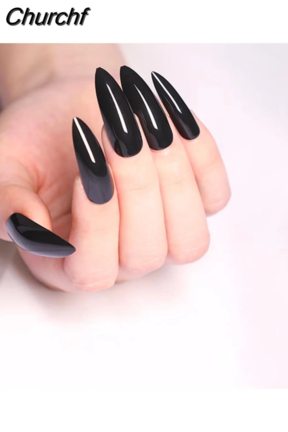 Churchf Almond False Nails Press On Nails Detachable Fake Nail Tip gold heart with Design Manicure Patches Press On Nails-Nail Inspo