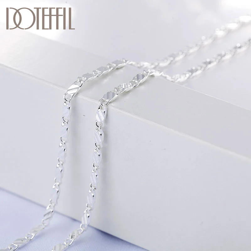 DOTEFFIL 925 Sterling Silver 16/18/20/22/24/26/28/30 Inch 2mm Charm Chain Necklace For Women Man Jewelry