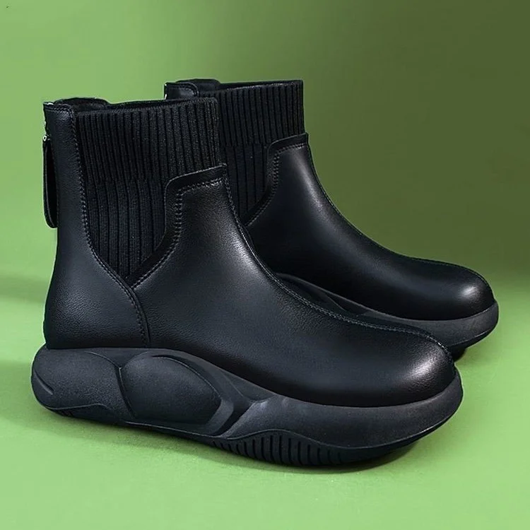 Letclo™ Fashion Heightening Elastic Leather Snow Boots For Women letclo Letclo