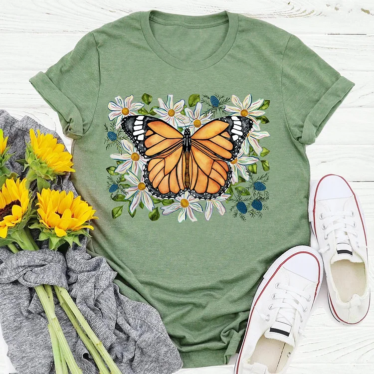 ANB - Butterfly Flowers insectT-shirt Tee -03724