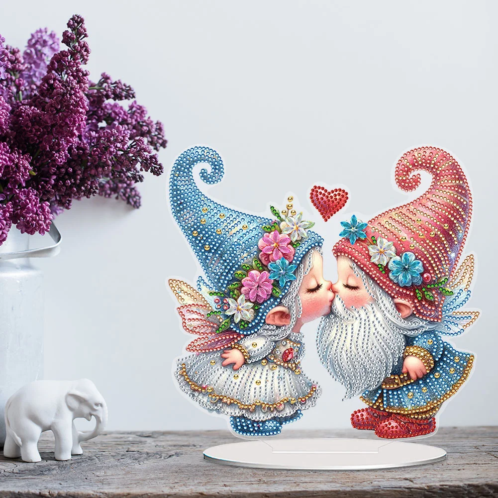 5D DIY Acrylic Valentine Gnome Special Shape Diamond Painting Desktop Ornaments
