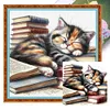 Books And Cats-11CT Stamped Cross Stitch 40*40cm/15.75*15.75in tapestrymarket