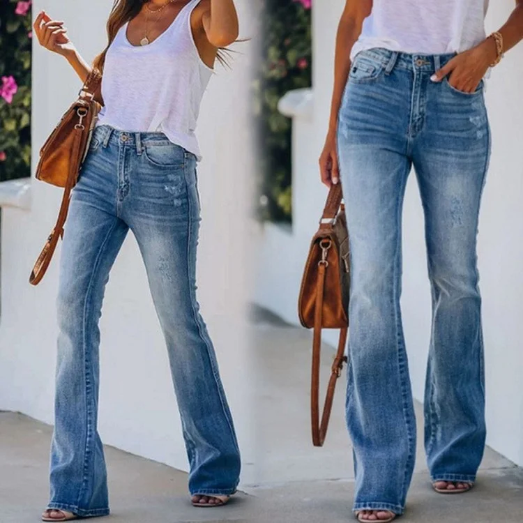 Classic Washed Stretch Bootcut Jeans