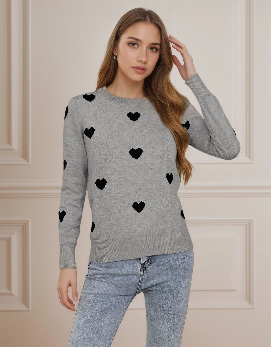Athvotar Athvotar And Winter New Valentine's Day Sweater Women's Design Love To The Girl With The Collar Knitted Shirt