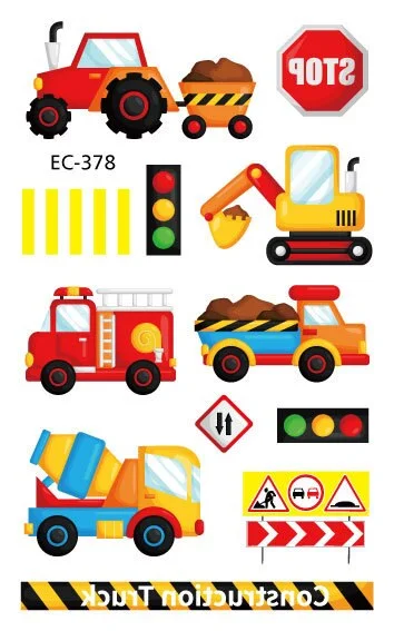 20 kinds Automobile Vehicle Truck Temporary Cartoon Tattoo Kids Children Cognition Stickers faux tatouage temporaire Disposable