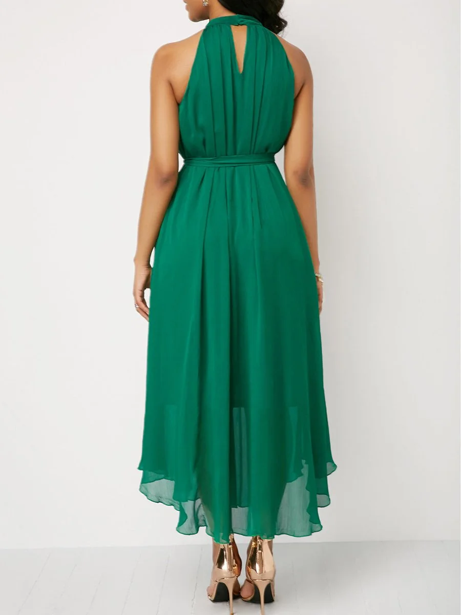Off Shoulder Chiffon Pleated Dress